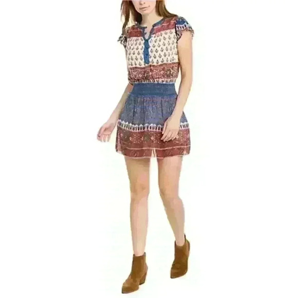 NWT FAHERTY Boho Bemini Hand Painted Mini Dress - Picture 10 of 12